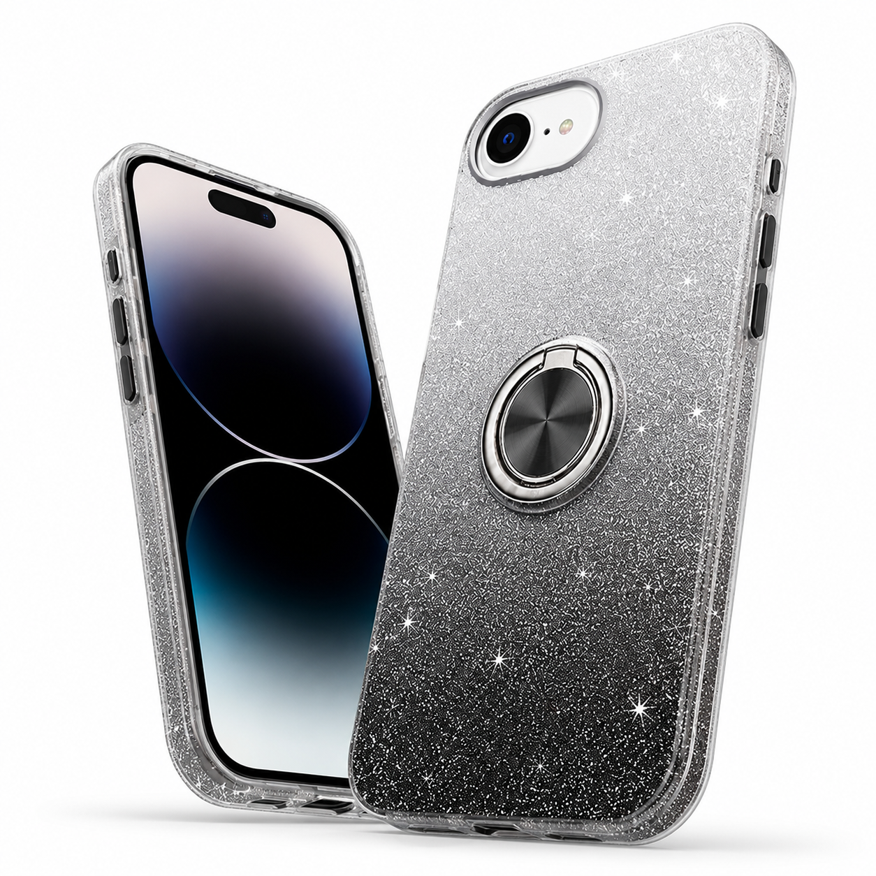 Black glitter iPhone case Canada with built-in ring stand