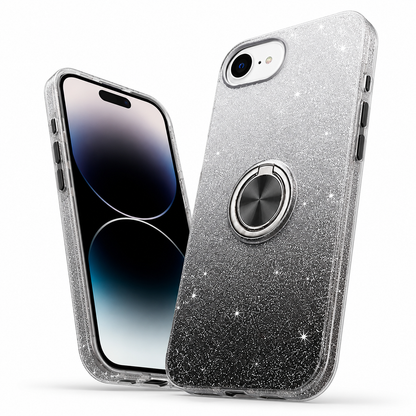 Black glitter iPhone case Canada with built-in ring stand