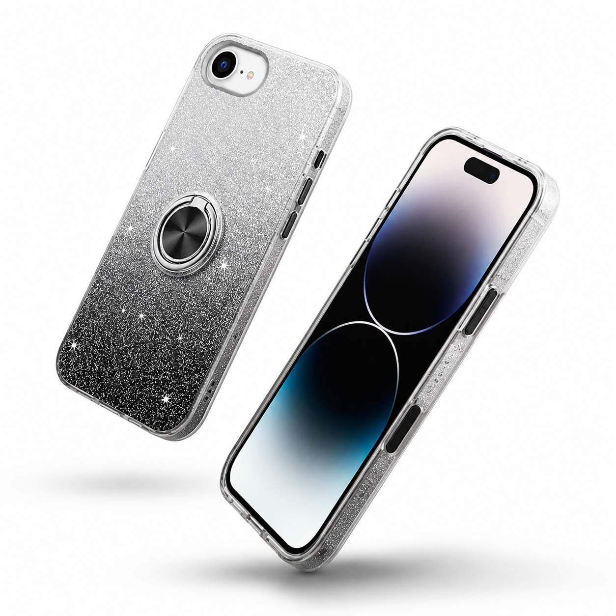 Smartphone accessories Canada – Black Silver glitter protective case