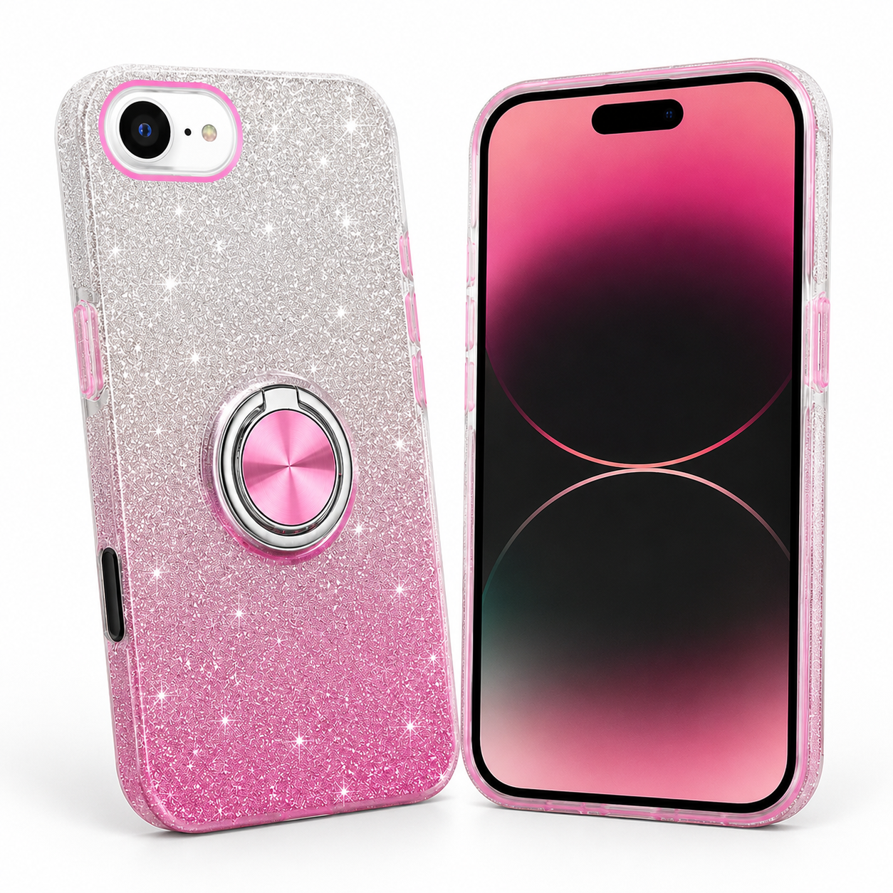 Pink glitter iPhone case Canada with rotating ring holder
