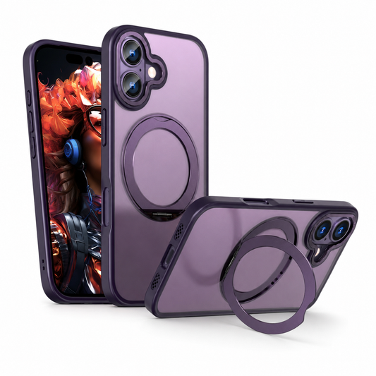 Deep Purple MagSafe Tilt Ring Stand Case for Apple iPhone 17, iPhone 17 Case, Phone Case, MagSafe Case, Protective Phone Case, Shockproof Phone Cover