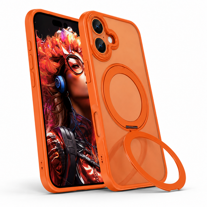 Premium Apple iPhone 17 MagSafe Case, Orange Phone Cover, Ring Stand Case, Wireless Charging Compatible Case