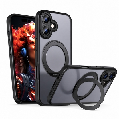 MagSafe Tilt Ring Stand Case for Apple iPhone 16 Black Phone Case Protective Phone Cover