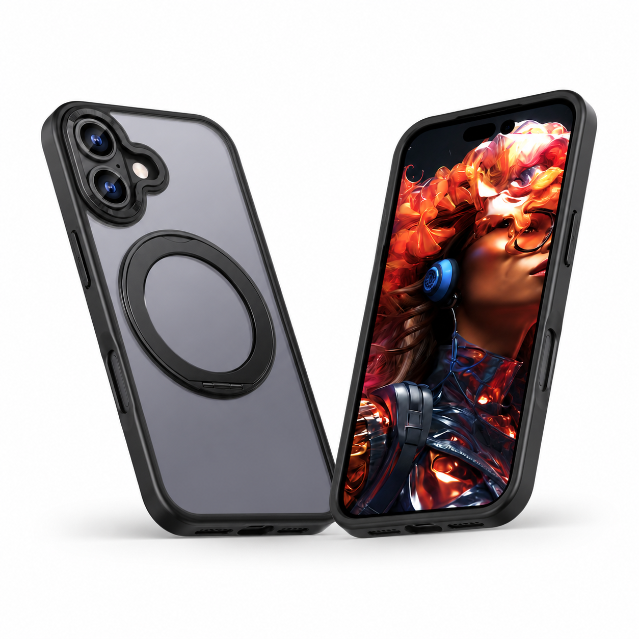 Black iPhone 16 Phone Cover Magnetic Phone Case Drop Protection Case