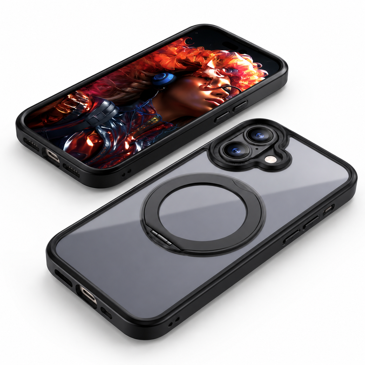 Premium MagSafe Tilt Ring Stand Case Slim Protective Smartphone Case Wireless Charging Compatible Case