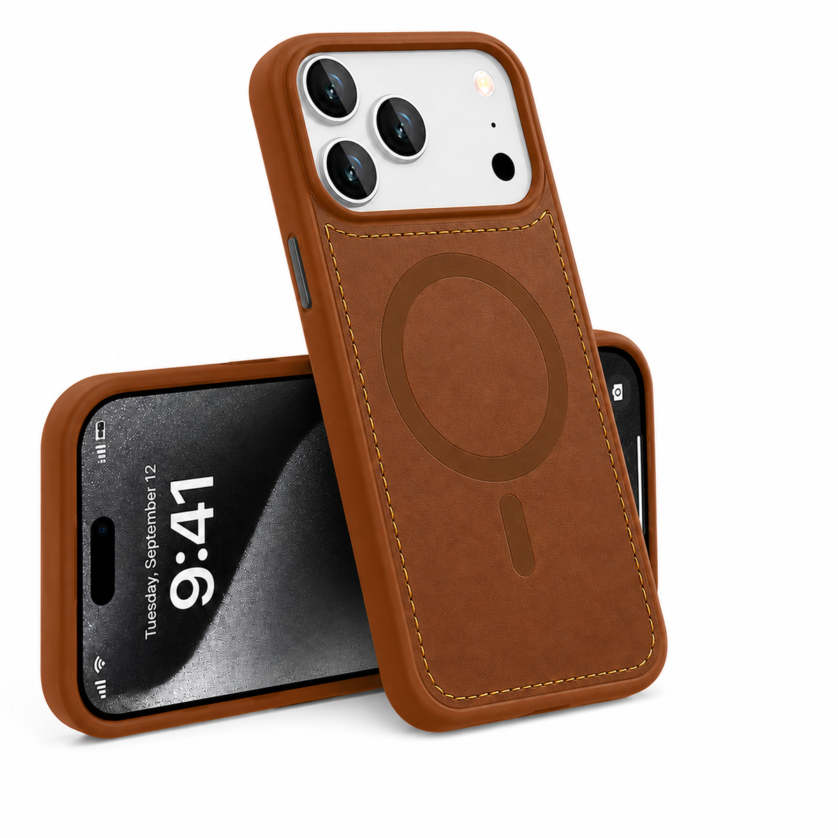 Luxury Leather Texture iPhone 18 Pro Max Case Shockproof MagSafe Compatible Mobile Cover