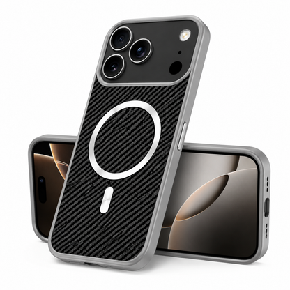 Grey Carbon Fiber Drop Protection Case for Apple iPhone 18 Pro