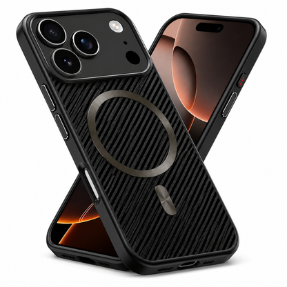 Black Carbon Fiber iPhone 18 Pro Max Case with MagSafe Compatible Design