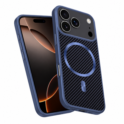 Shockproof Carbon Fiber Mobile Case for Apple iPhone 18 Pro Max Wireless Charging Compatible