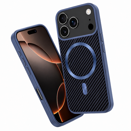 Apple iPhone 18 Pro Max Carbon Fiber Phone Cover Drop Protection Case Blue
