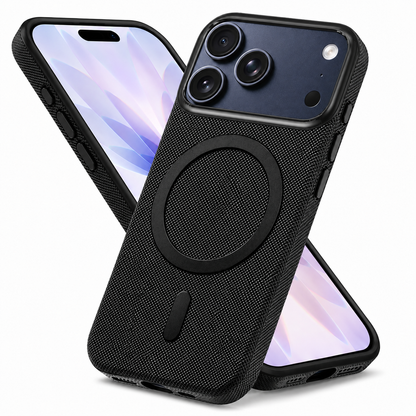 Premium Black Fabric iPhone 18 Pro Max Protective Mobile Case with MagSafe