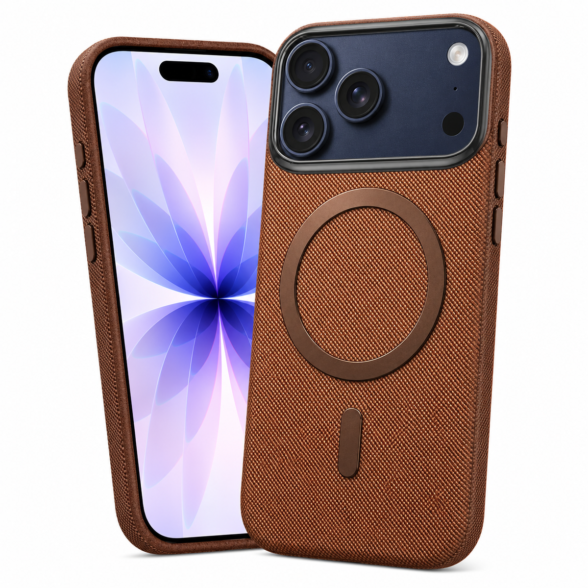 Brown Fabric MagSafe Protective Case for Apple iPhone 18 Pro Max Shockproof Phone Cover