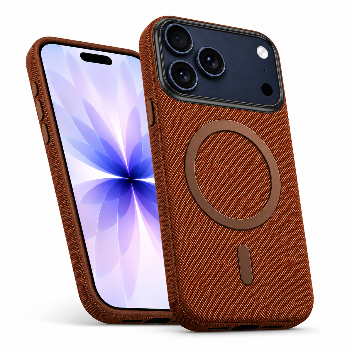 Apple iPhone 18 Pro Max Brown Fabric Texture Case with Drop Protection