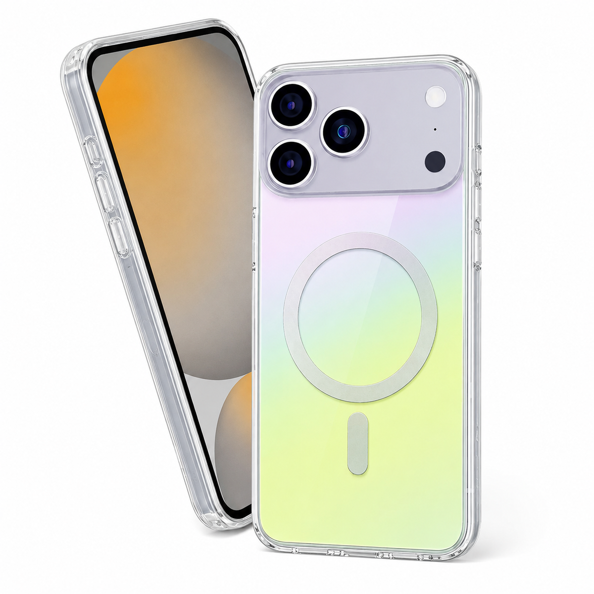 iPhone 18 Pro Max rainbow gradient phone cover, MagSafe compatible clear smartphone case