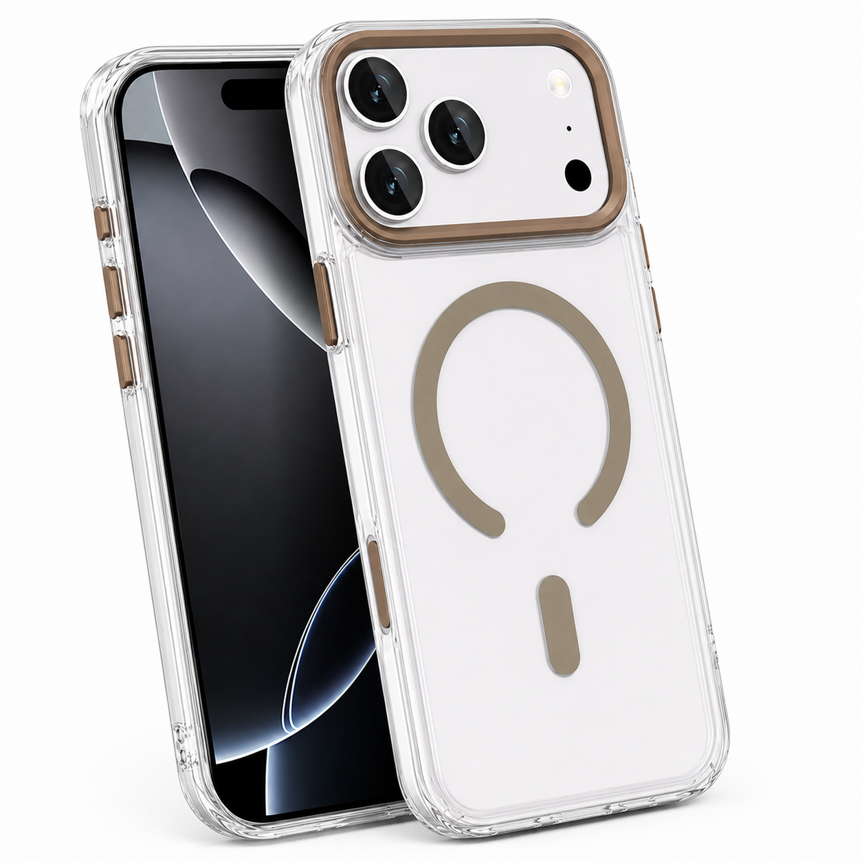 Luxury Gold iPhone 17 Pro Max Case, Protective Phone Cover, MagSafe Phone Case, Scratch Resistant Mobile Cover