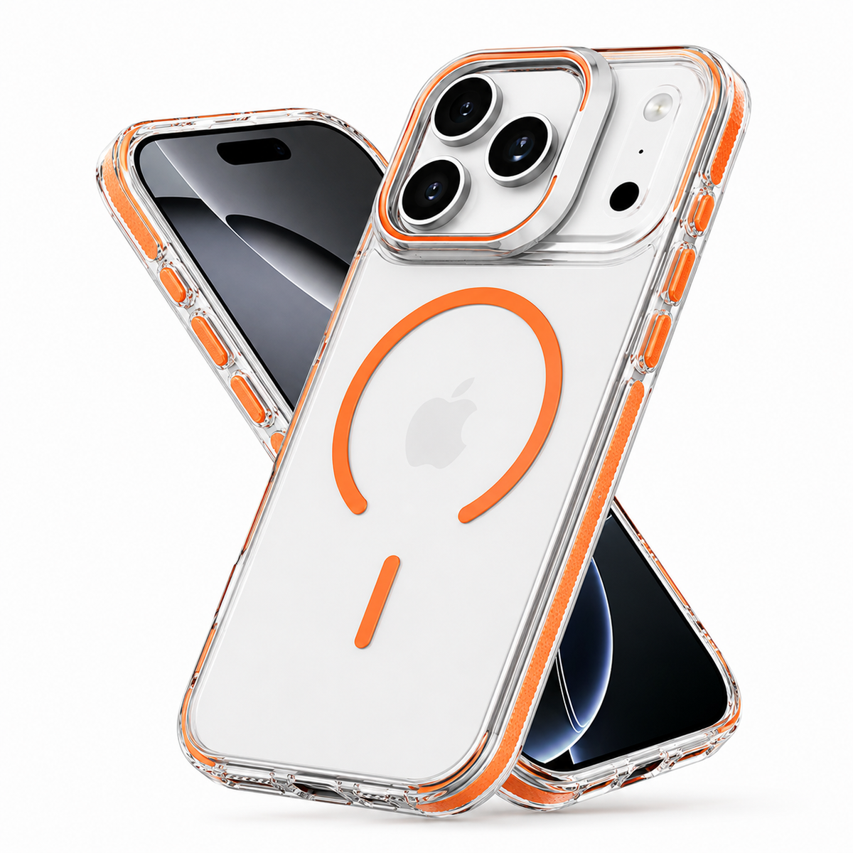 Slim Orange iPhone 18 Pro Max Case with Built-In Stand, Scratch Resistant Smartphone Cover