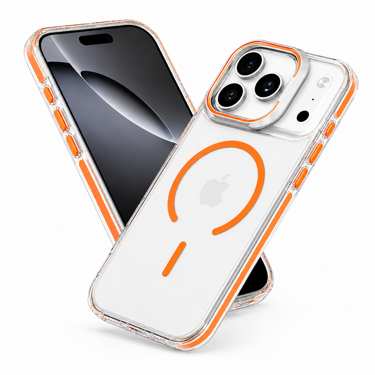 Orange Matte Crystalline MagSafe Stand Case for Apple iPhone 17 Pro, Shockproof Protective Phone Case