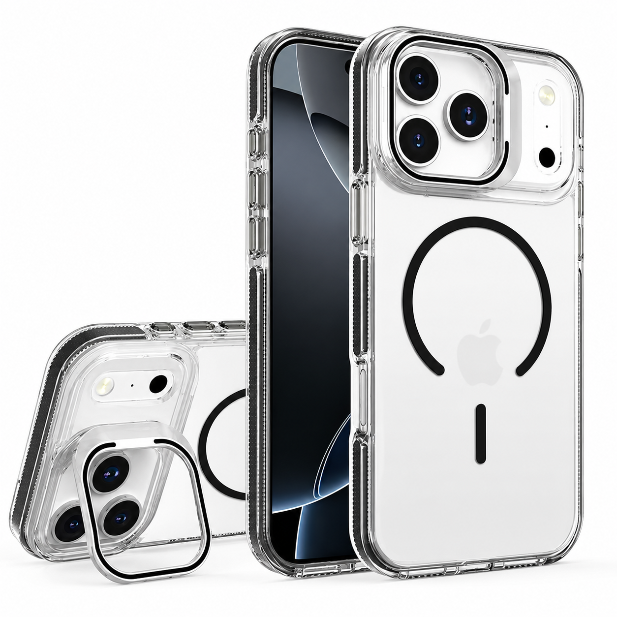 Slim Protective iPhone 17 Pro Max Phone Case, Black Matte MagSafe Cover, Impact Resistant Smartphone Case