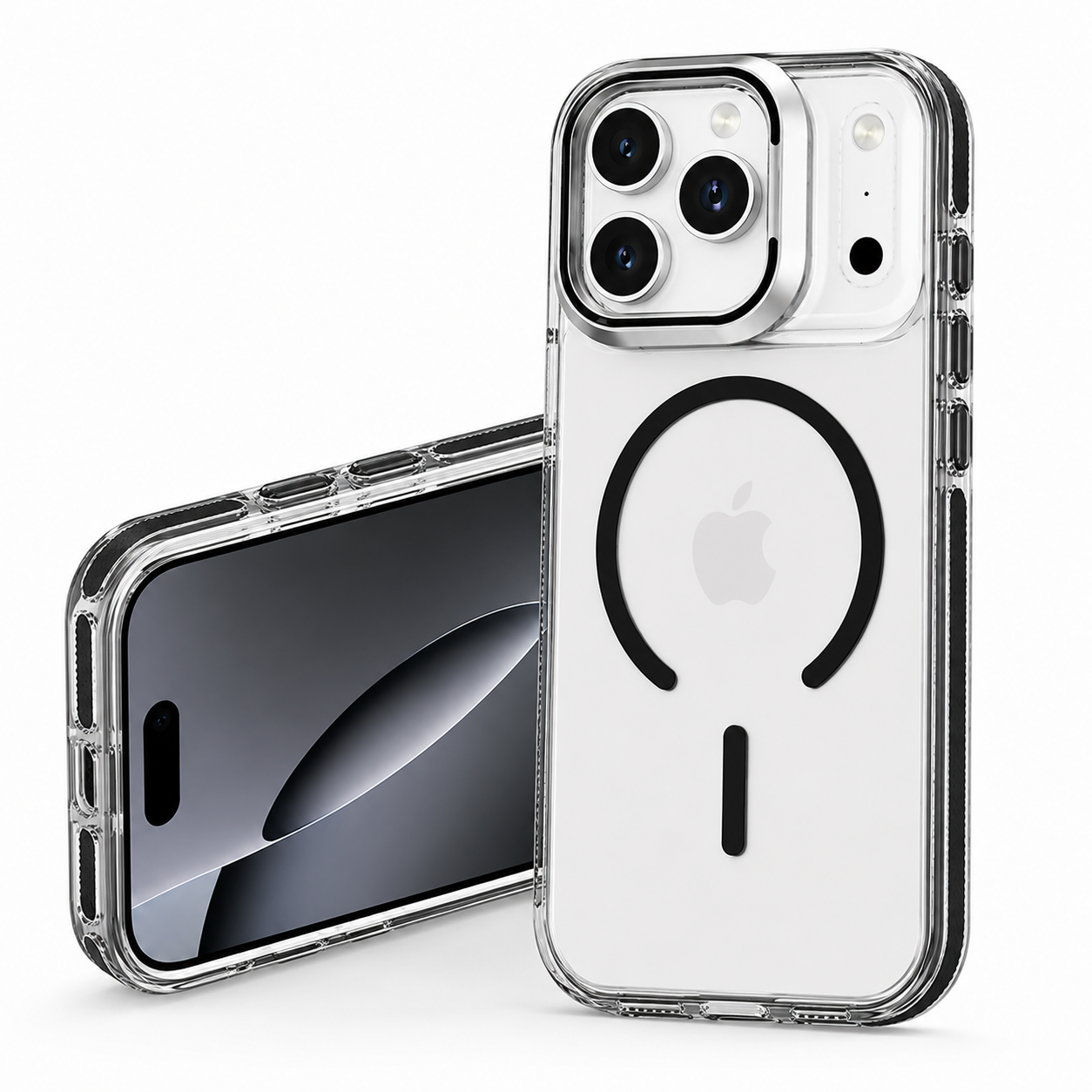 Black Matte Crystalline MagSafe Stand Case for Apple iPhone 17 Pro, Shockproof Phone Case, Protective Mobile Cover