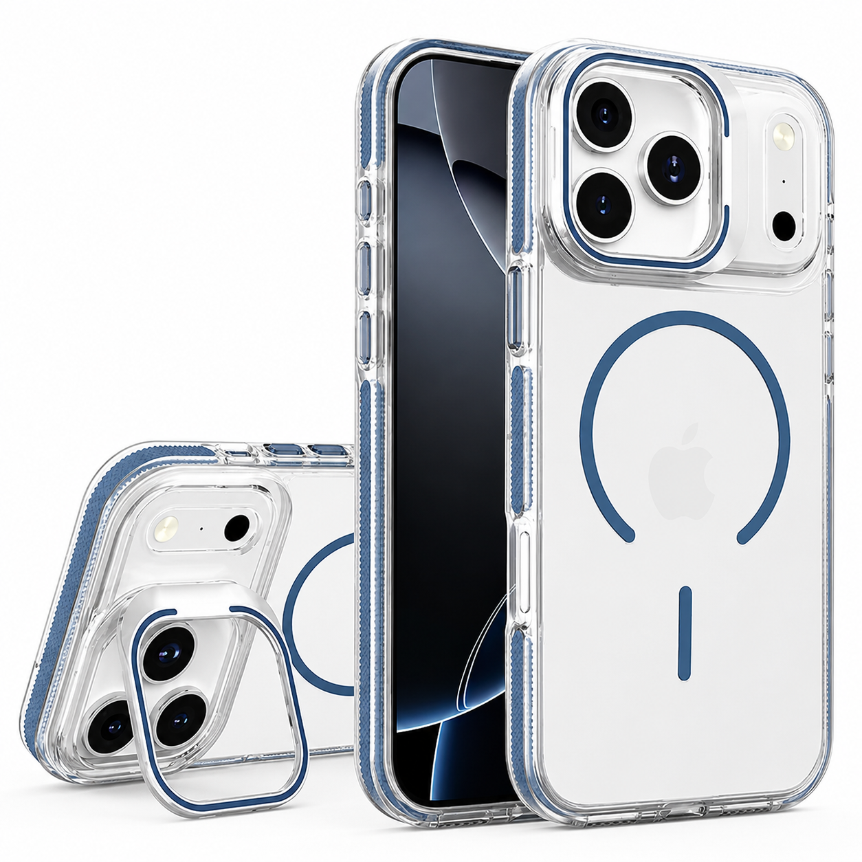 Dark Blue MagSafe Ring Stand Case for Apple iPhone 17 Pro Max Shockproof Protective Phone Cover
