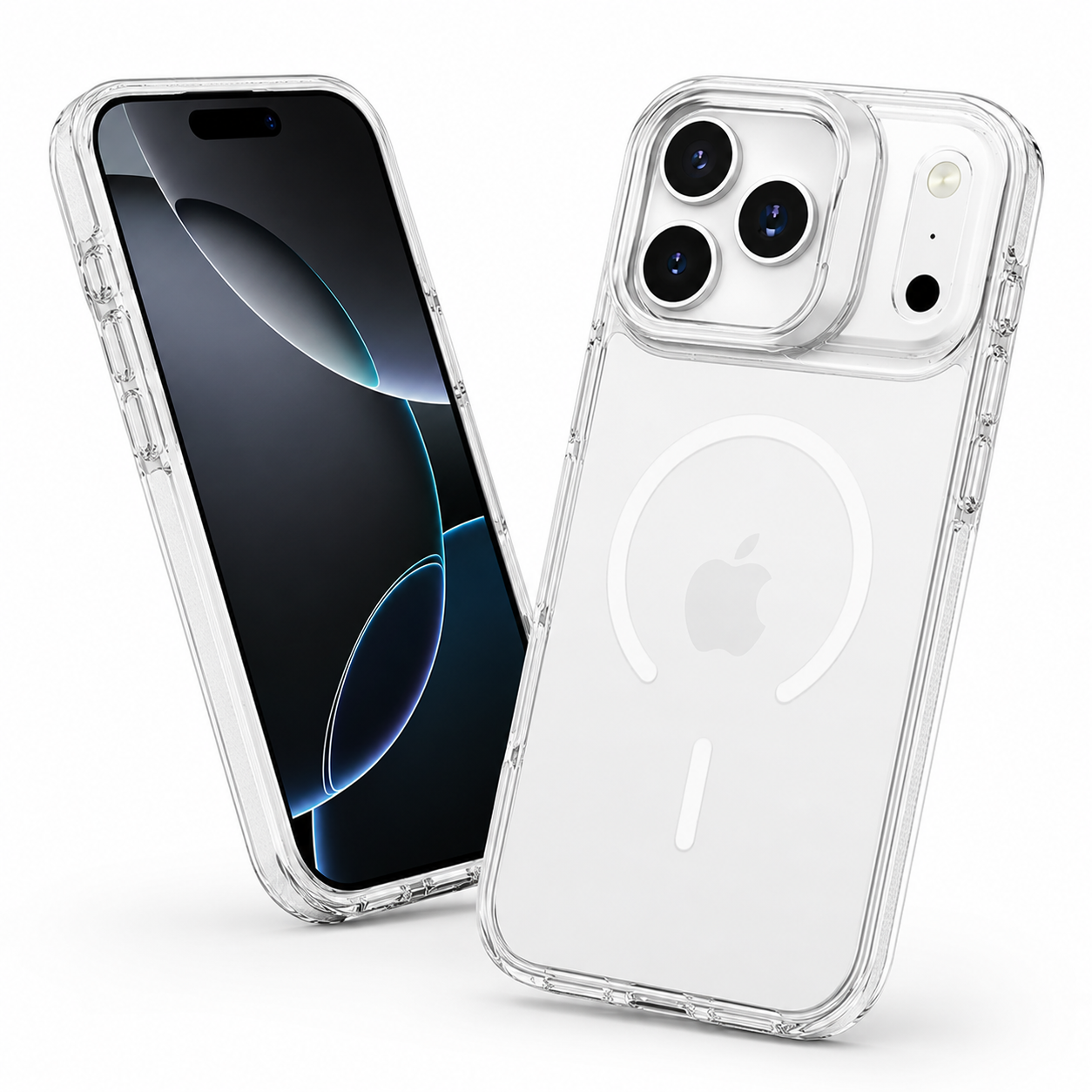 Slim White Crystalline Kickstand Case for iPhone 17 Pro Max – Protective MagSafe Mobile Cover