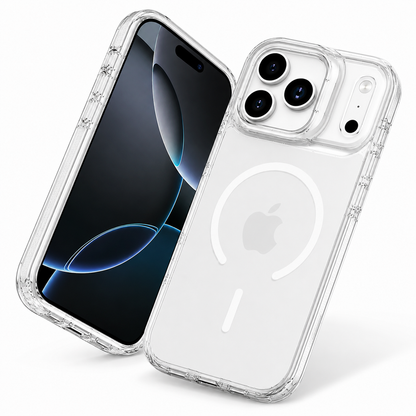 Premium White Matte iPhone 17 Pro Max Case with Stand – Magnetic Protective Smartphone Case