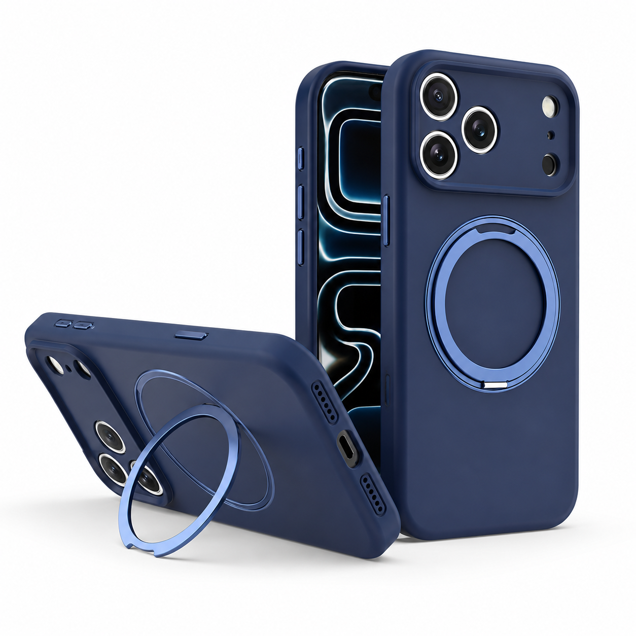 Blue Silicone Protective Mobile Cover for iPhone 17 Pro Max Magnetic Charging Compatible Case