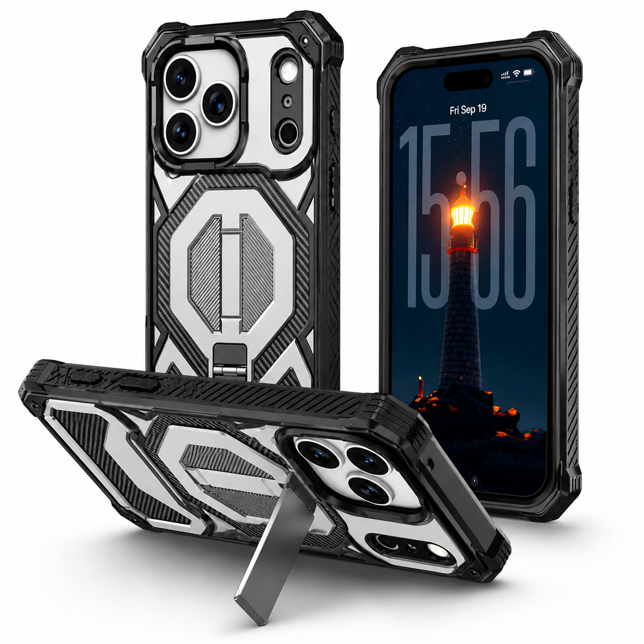 iPhone 17 Pro Max Grey armor case, MagSafe compatible protective mobile cover