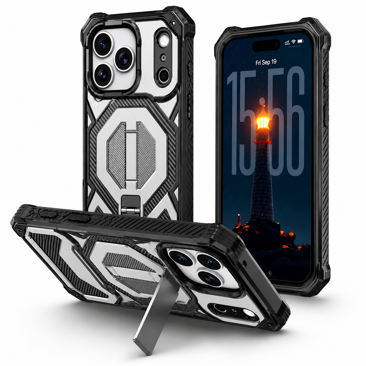 iPhone 18 Pro Max Grey armor case, MagSafe compatible protective mobile cover