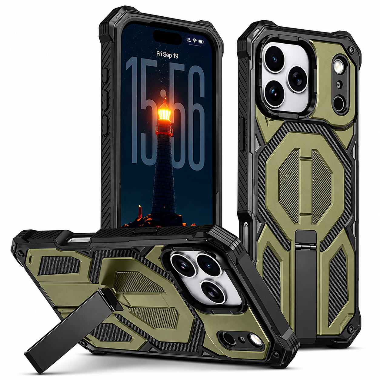 Army Green MagSafe Outrider Case for Apple iPhone 17 Pro Max rugged shockproof phone cover