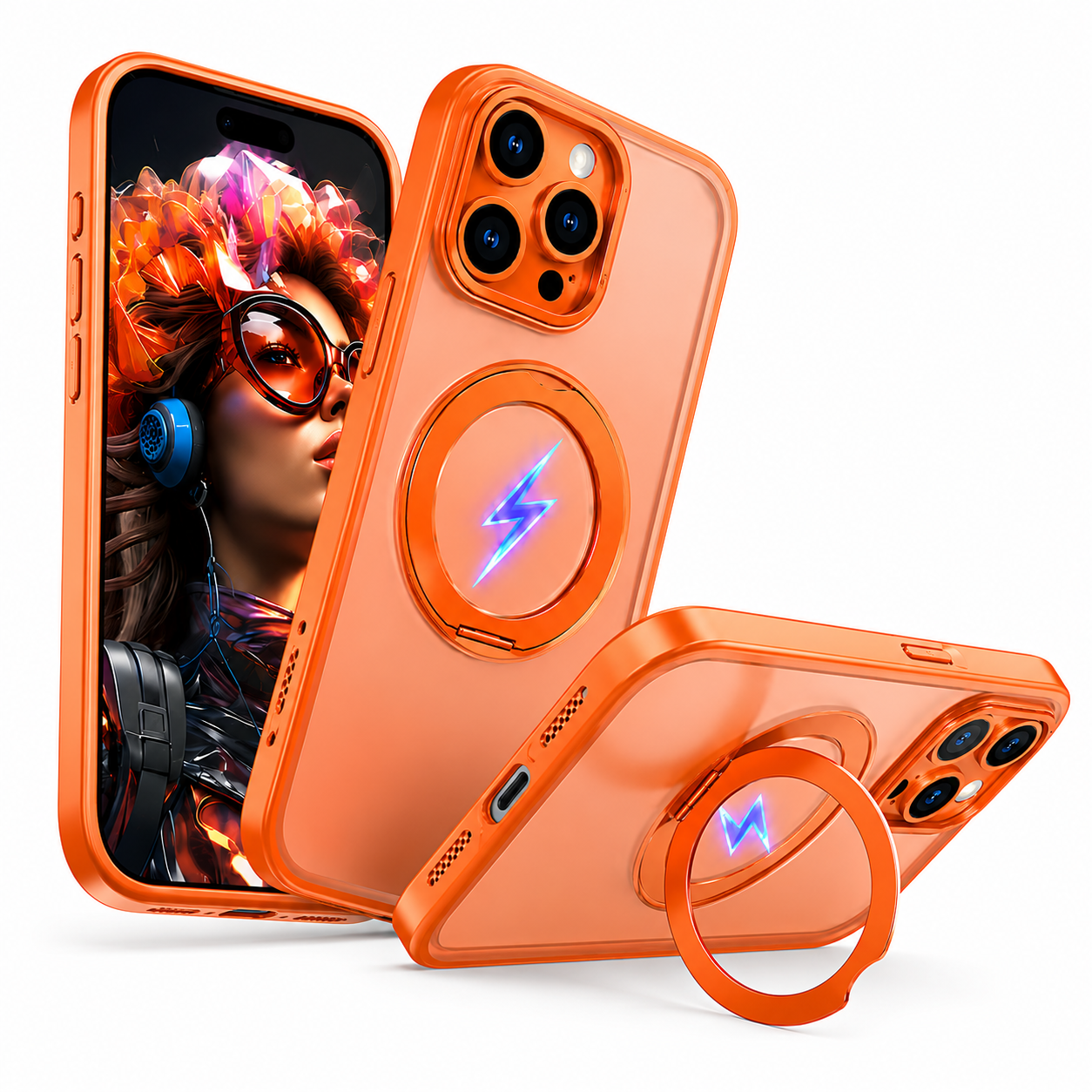 Shockproof Orange MagSafe Protective Mobile Cover for Apple iPhone 17 Pro