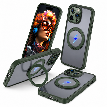 Slim Green Rugged Smartphone Case for Apple iPhone 17 Pro with Ring Stand