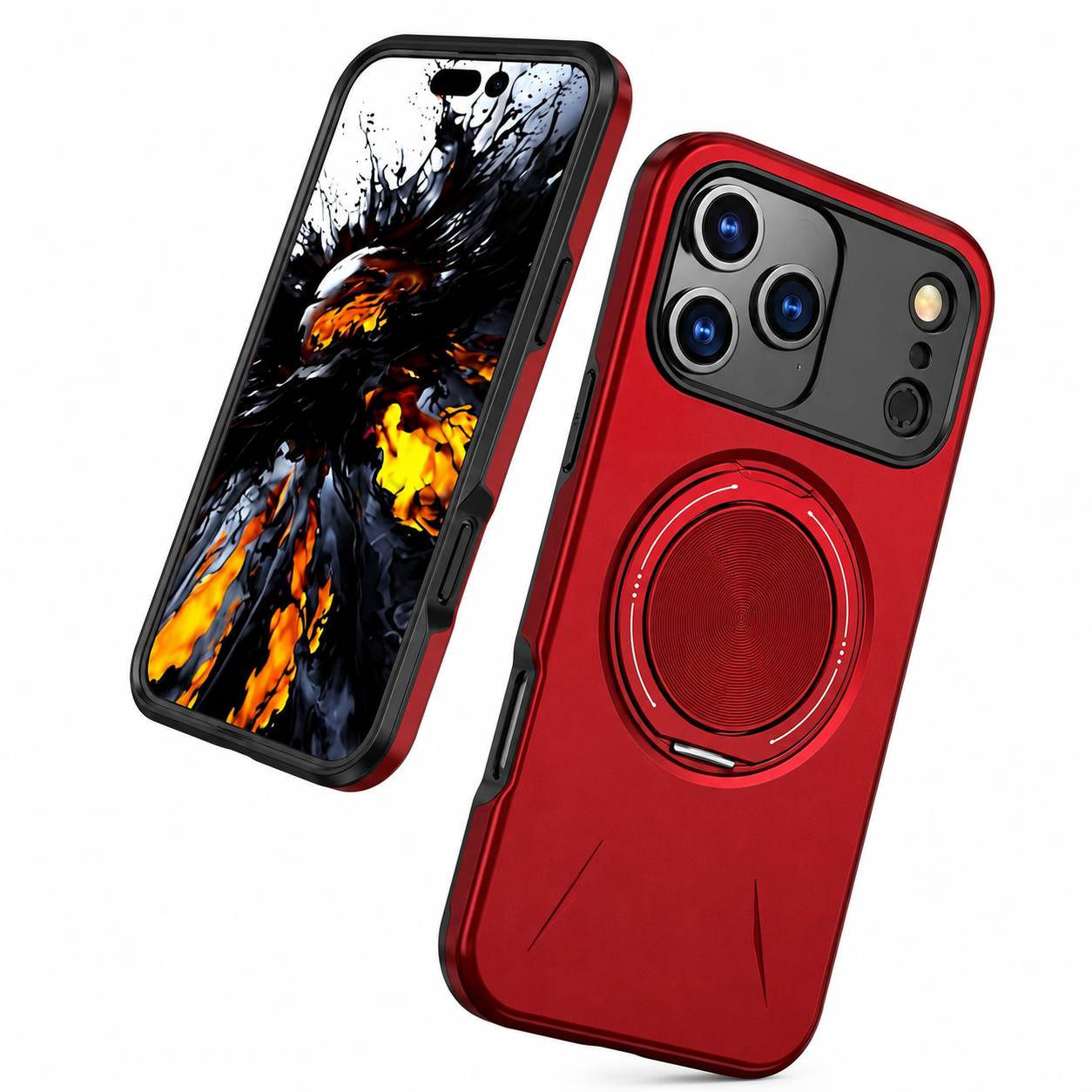 Red MagSafe Smartphone Case, Durable iPhone 17 Pro Max Cover, Kickstand Phone Case