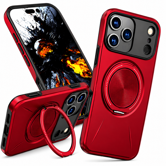 Red iPhone 17 Pro Max MagSafe Case, Forge Ring Phone Case, Shockproof Protective Cover