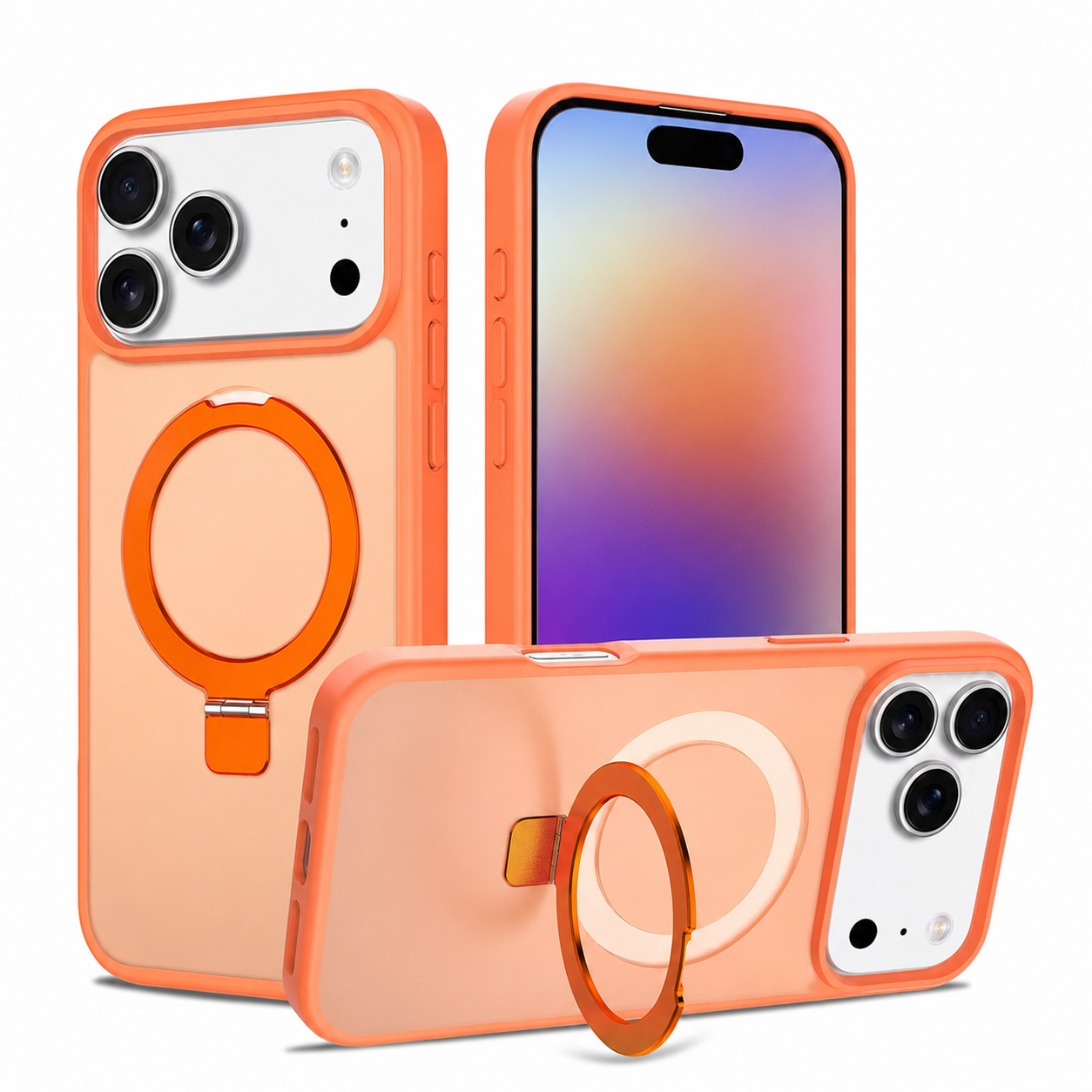 Orange MagSafe iPhone 17 Pro Max Case, Shockproof Phone Case, Protective Mobile Cover