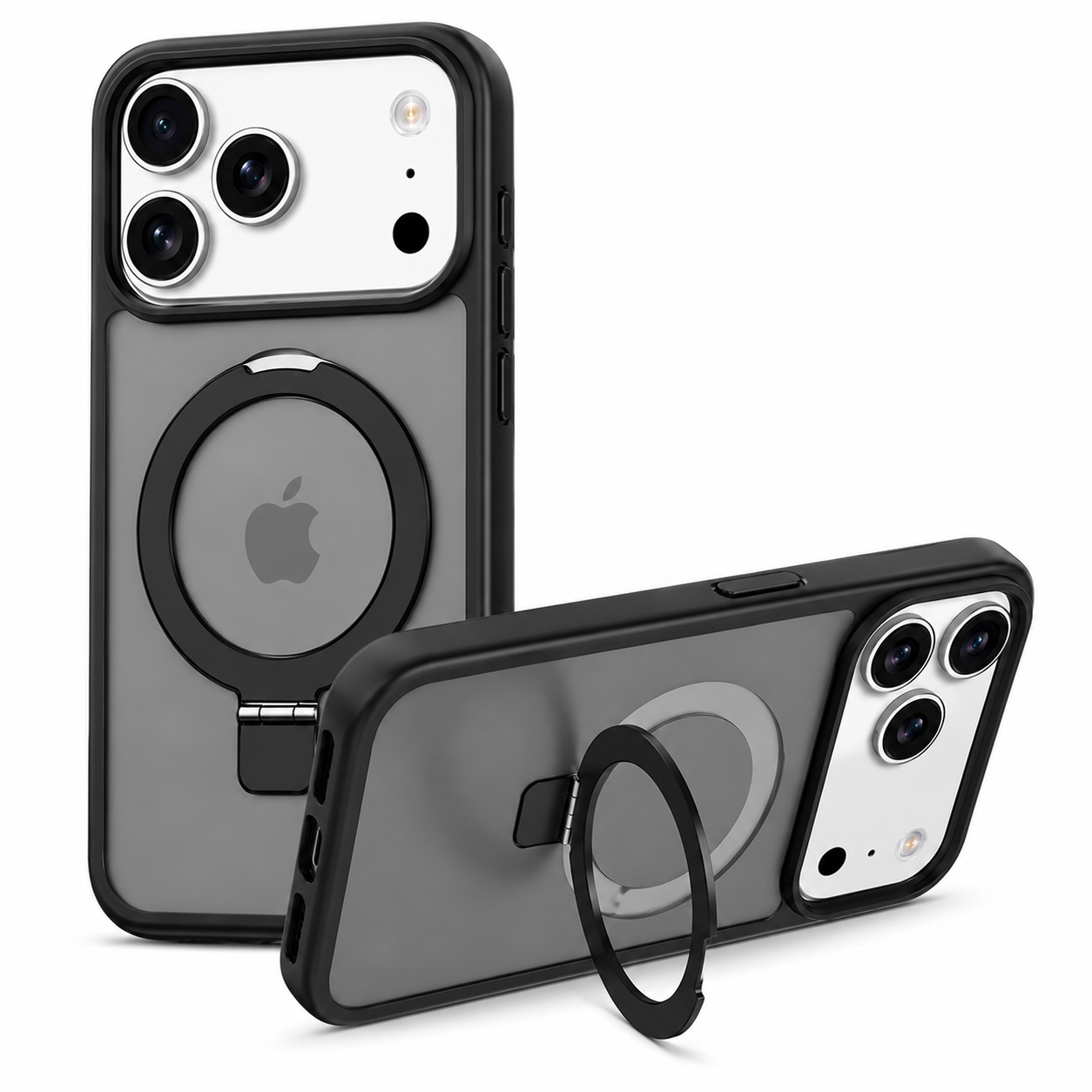 Premium Black Protective Phone Case for Apple iPhone 17 Pro Max with Foldable Stand