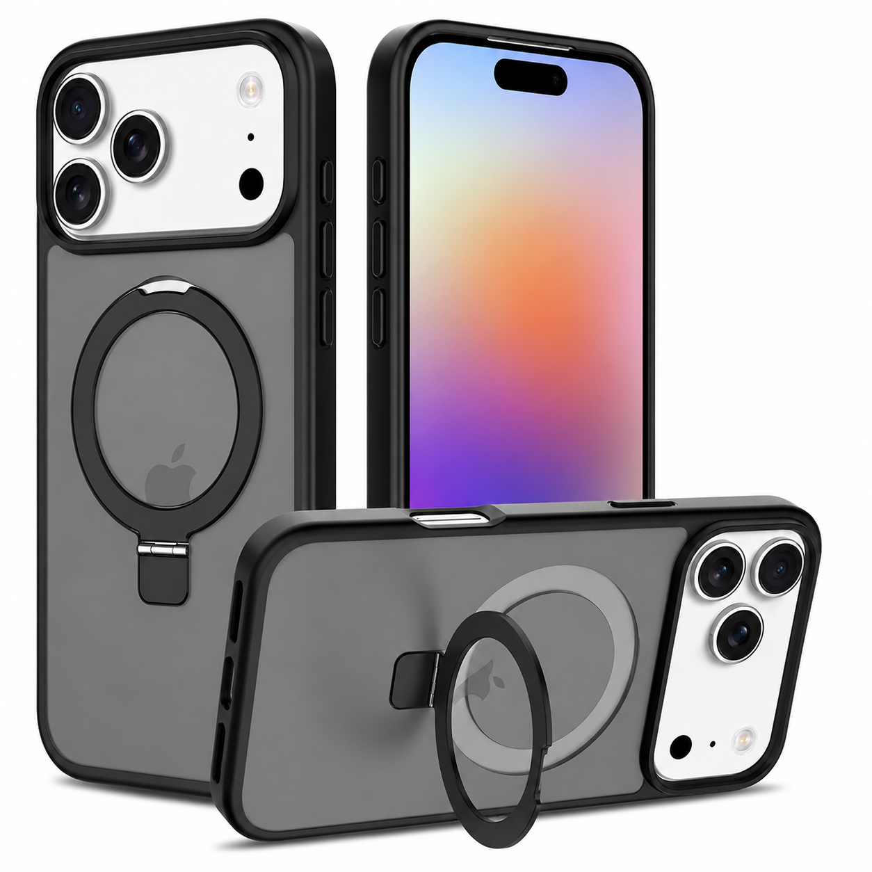 Black Robust MagSafe Stand Protective Case for Apple iPhone 17 Pro Max - Shockproof Phone Case
