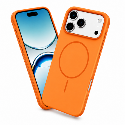 MagSafe Protective Phone Case, Wireless Charging Compatible Cover, Orange Glam Mobile Case