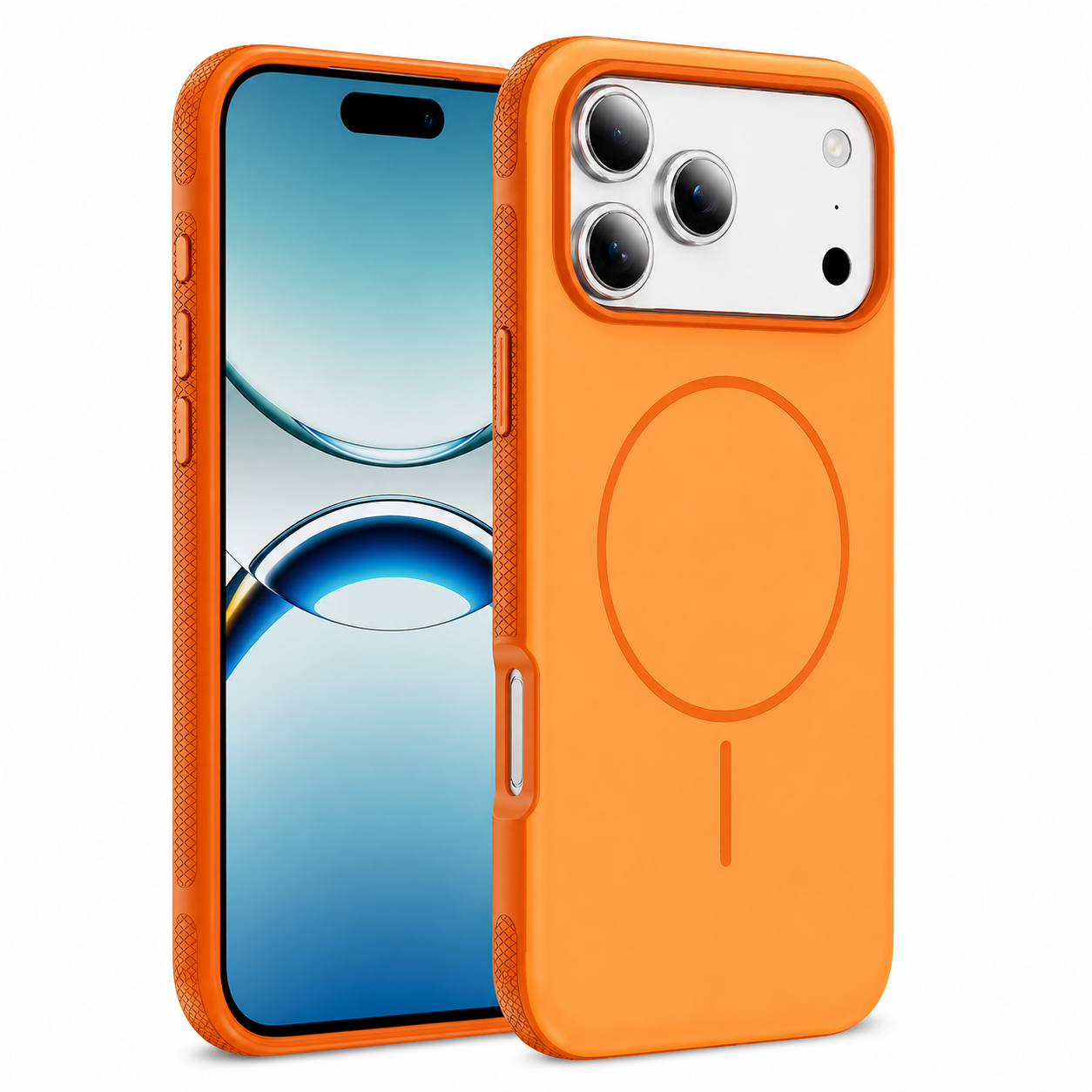Orange MagSafe iPhone 17 Pro Max Case, Shockproof Phone Cover, Protective Mobile Case