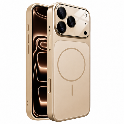 Rose Gold AG Glass MagSafe Case for Apple iPhone 17 Pro, Shockproof Phone Case, Magnetic Protective Cover