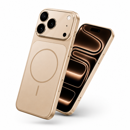 Luxury Rose Gold iPhone 18 Pro Max Case, AG Glass Phone Cover, Scratch Resistant MagSafe Case