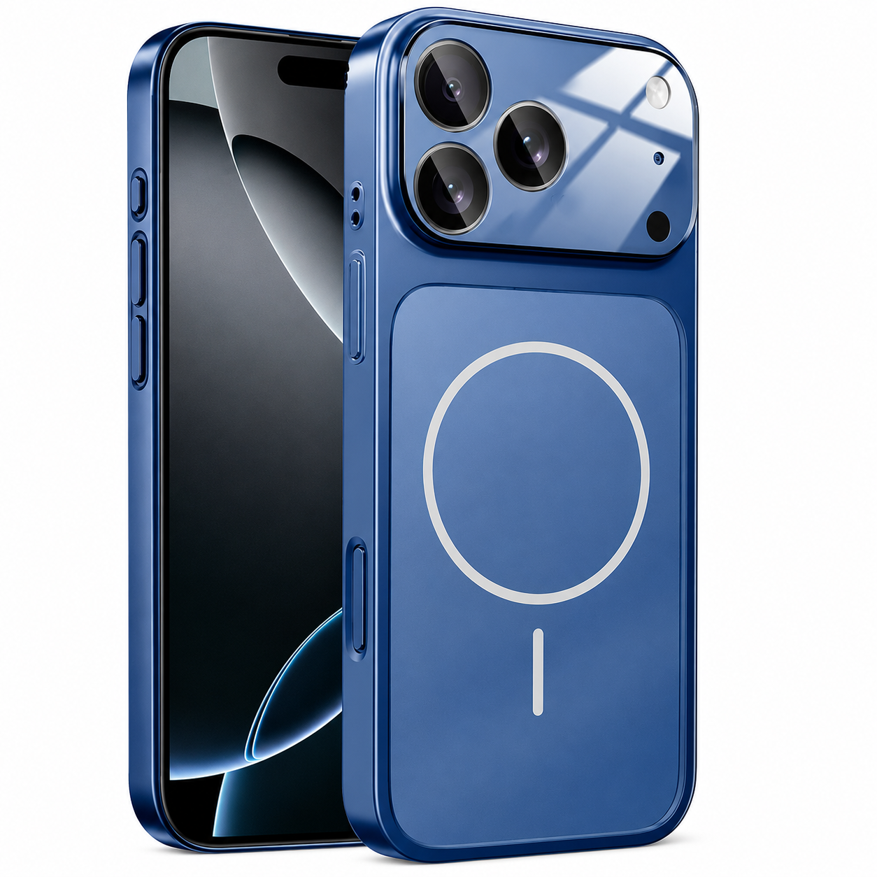 Blue iPhone 17 Pro Max Case, AG Glass MagSafe Case, Protective Phone Case, Shockproof Phone Cover, Apple iPhone 17 Pro