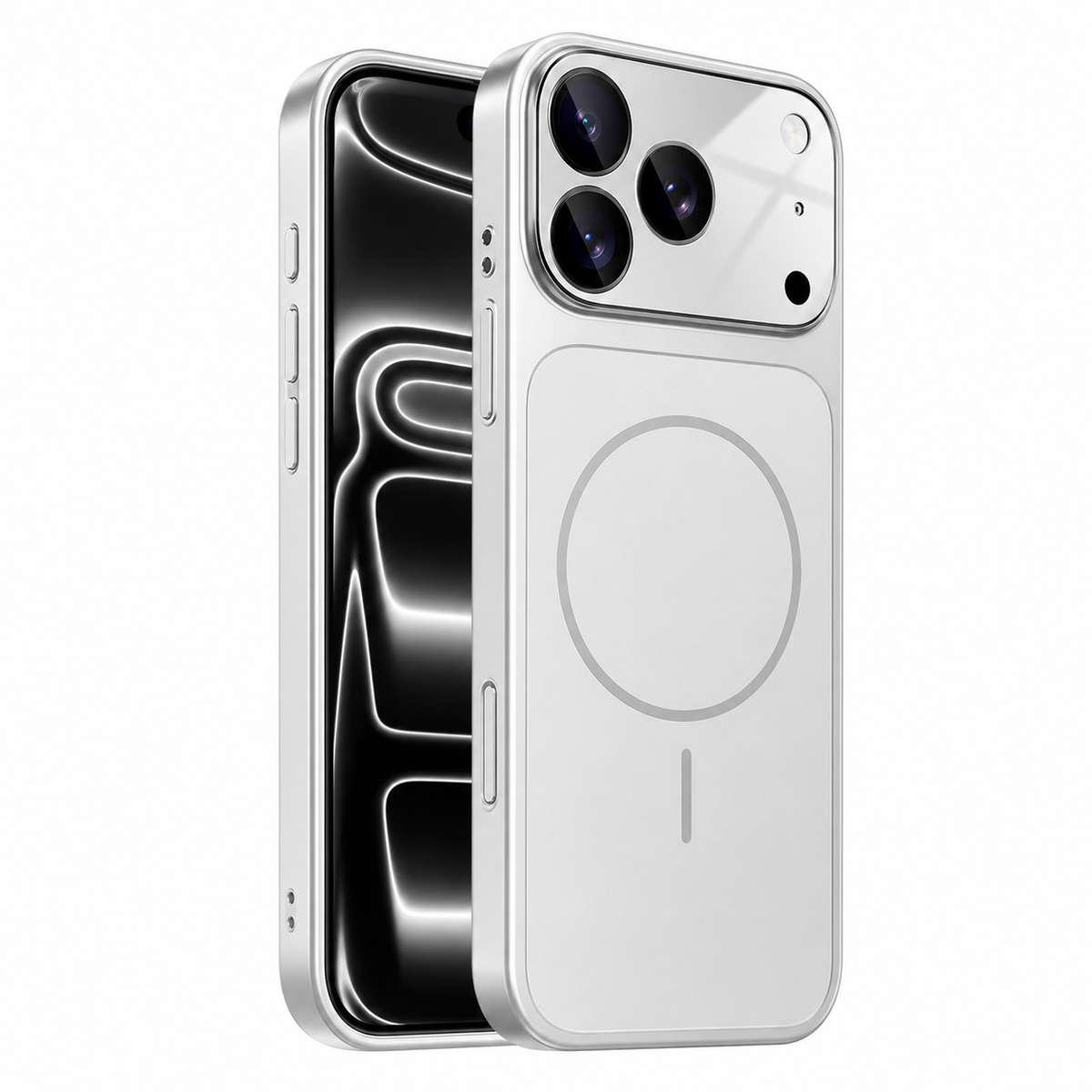Silver AG Glass MagSafe Armor Shield iPhone 18 Pro Max Protective Case 
