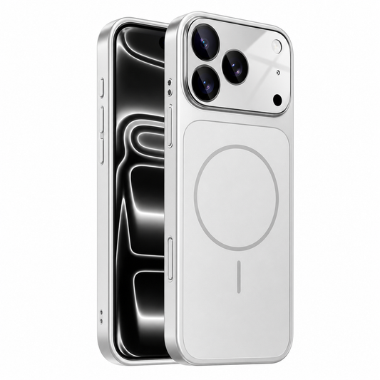 Silver AG Glass MagSafe Armor Shield iPhone 18 Pro Max Protective Case 
