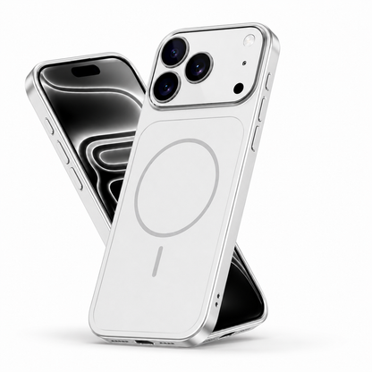 Luxury Slim MagSafe Compatible iPhone 18 Pro Max Silver Armor Case