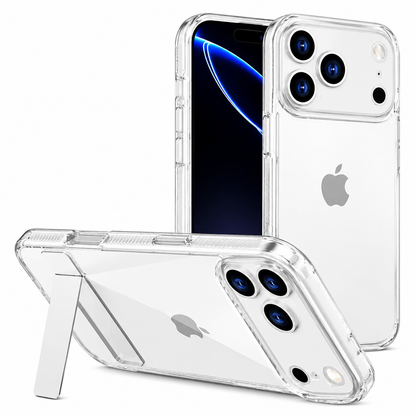 Clear MagSafe iPhone 18 Pro Max Case with 3-Angle Metal Stand Crystal Clear Protective Phone Cover