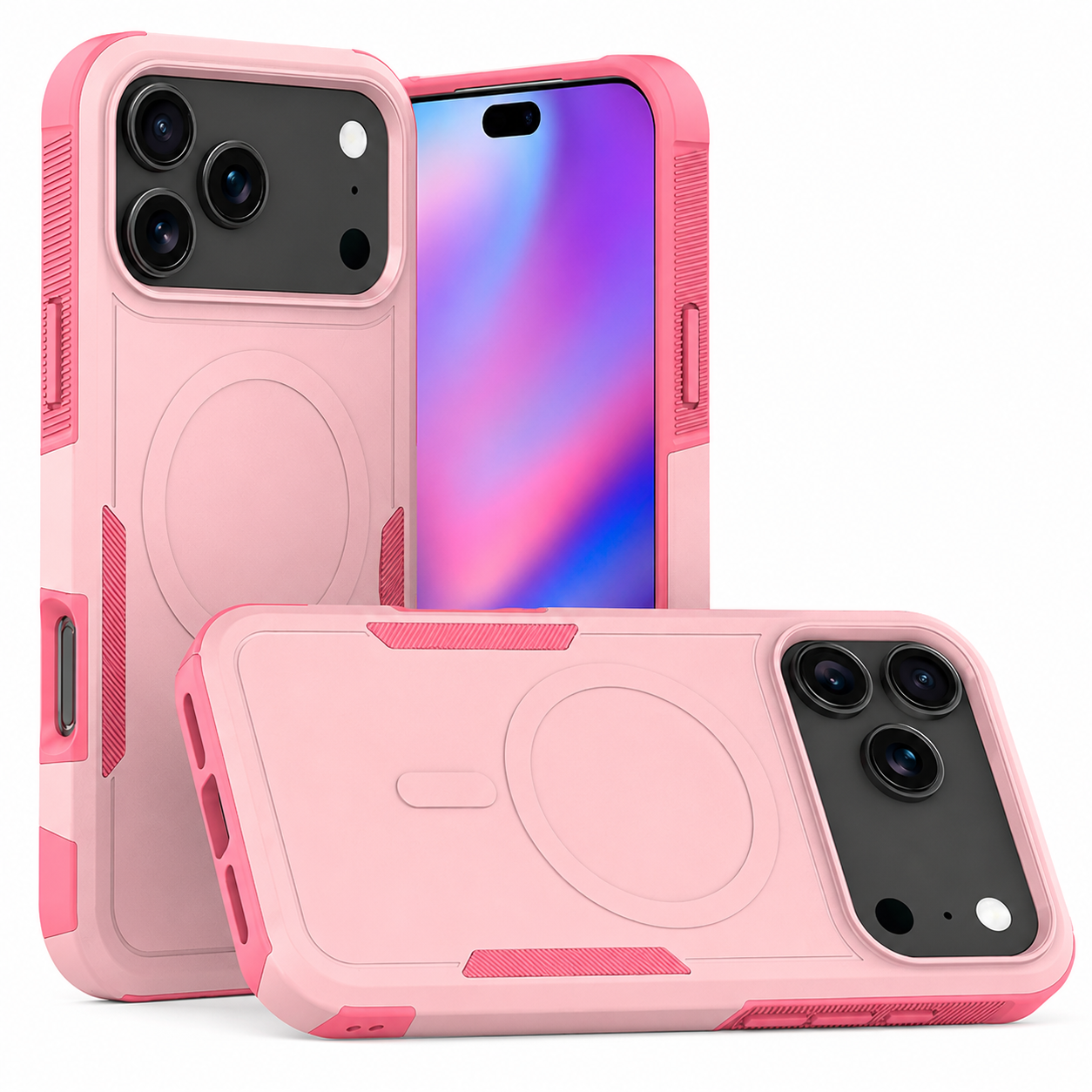 Pink iPhone 17 Pro Max MagSafe Case, Protective Phone Case, Shockproof Mobile Cover, Magnetic Phone Cover