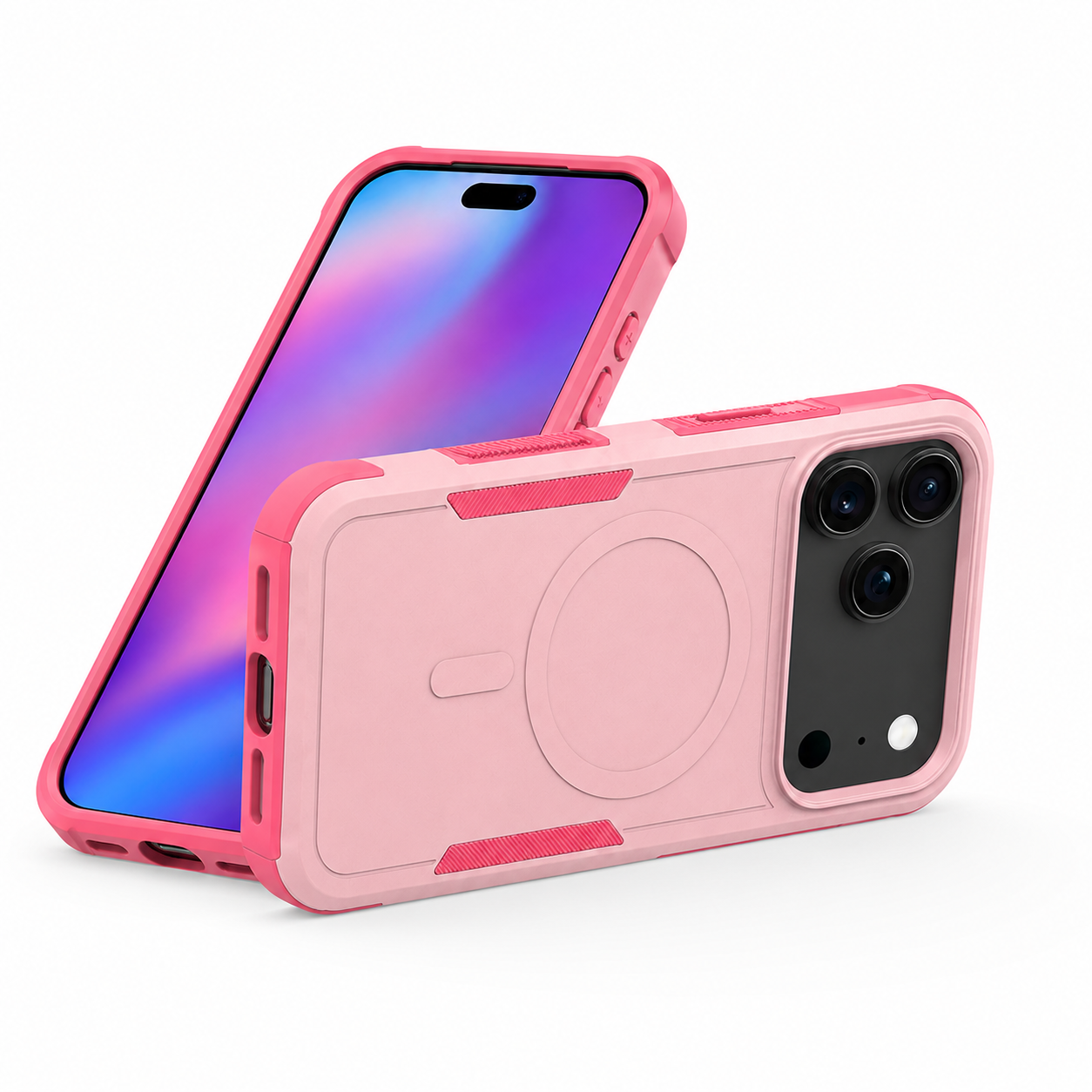 Pink Protective Phone Case, Military Grade iPhone 17 Pro Max Case, Wireless Charging Compatible Case