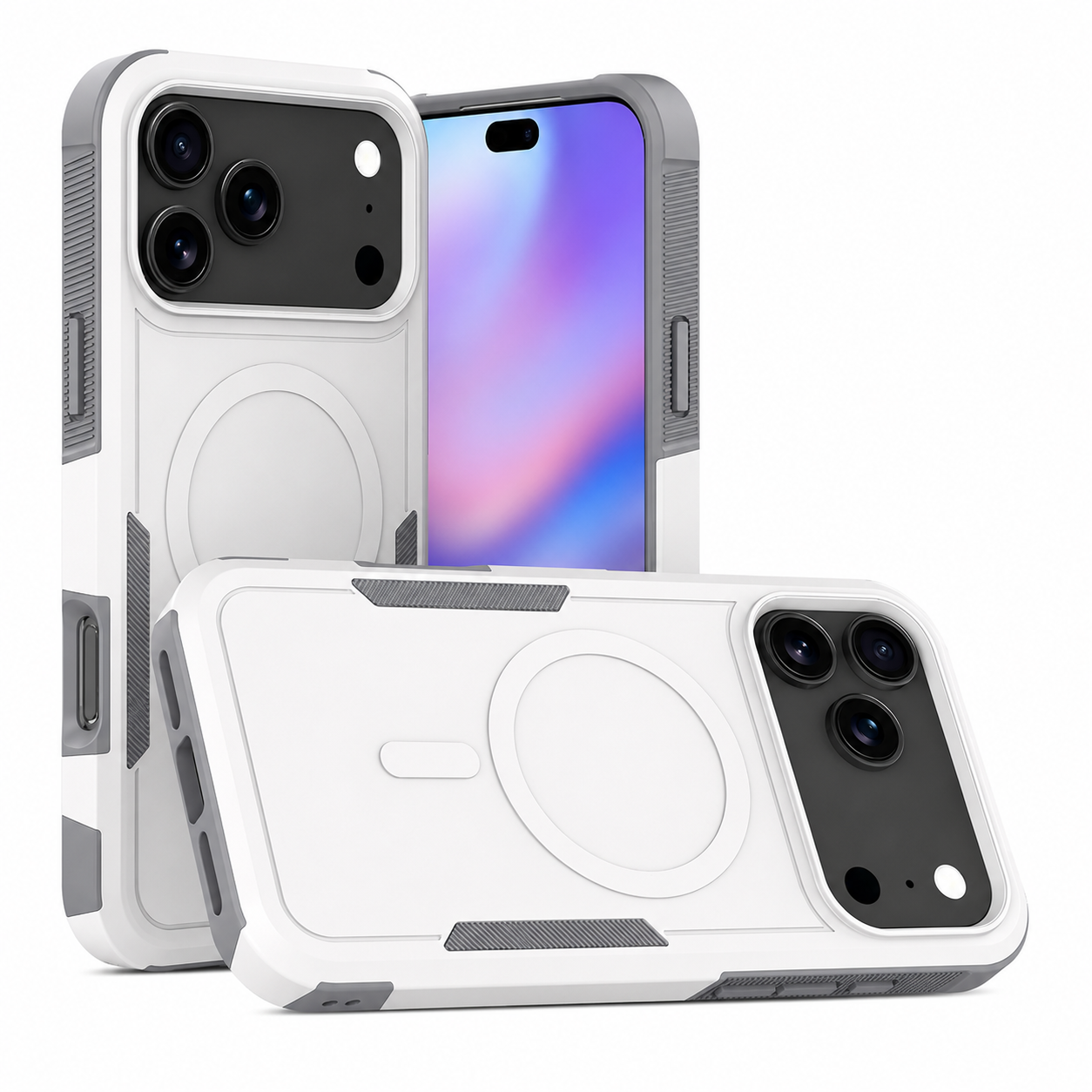 White MagSafe iPhone 17 Pro Max Case Shockproof Protective Phone Cover Front View