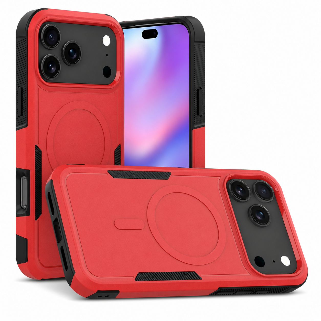 Red iPhone 17 Pro Max Phone Case | MagSafe Protective Cover | Shockproof Mobile Case